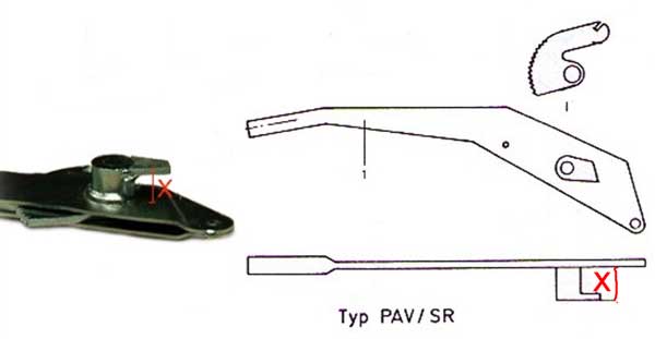 Zeichnung der Peitz Handbremshebel PAV/SR