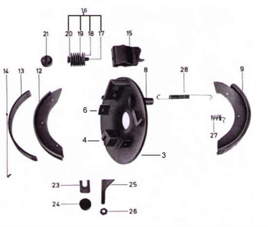 Explosionsbild der Peitz Radbremse R234-76