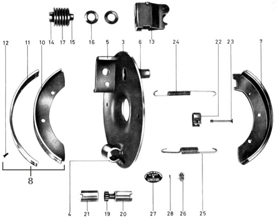 Explosionsbild der Peitz Radbremse S234R